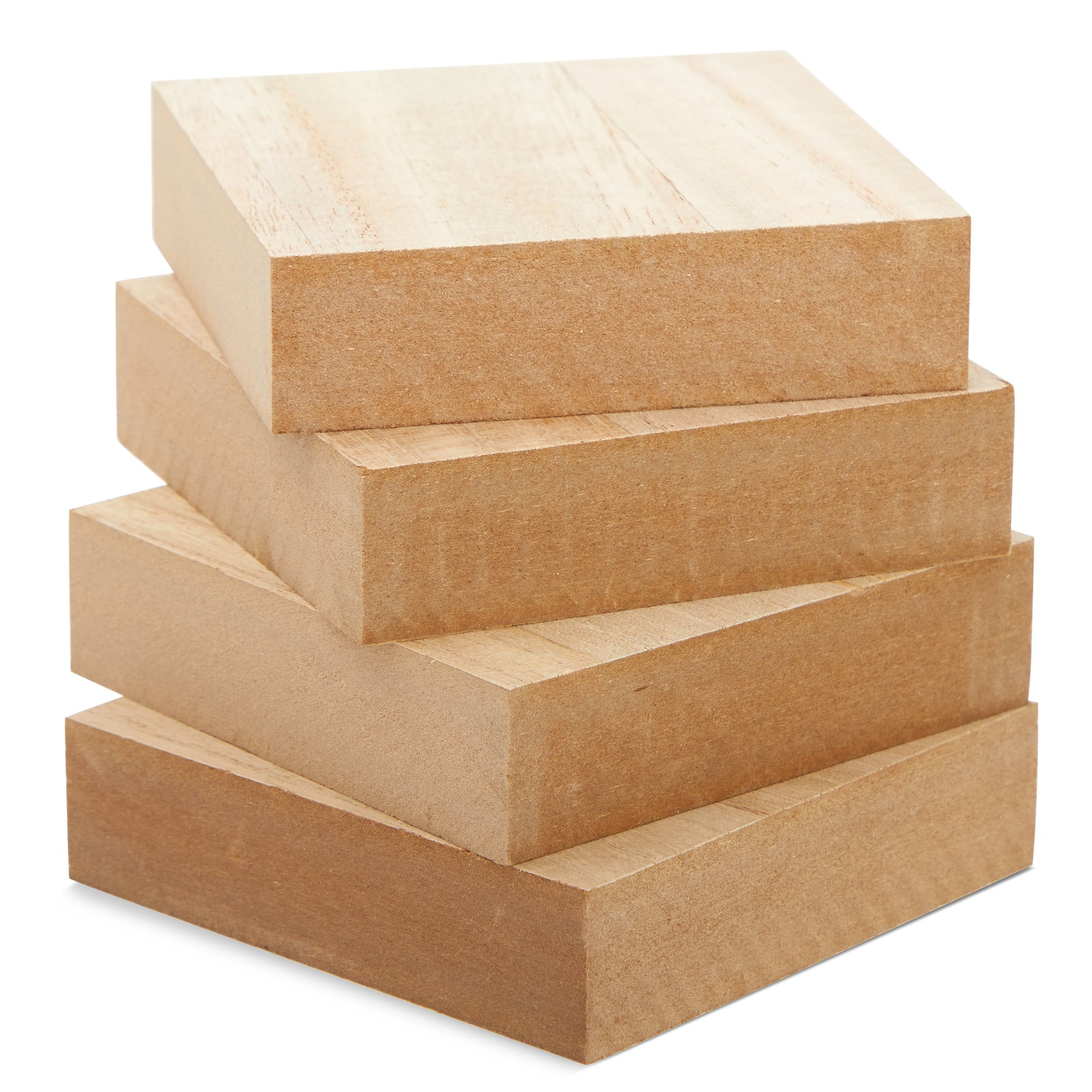 Unfinished MDF Wood Blocks for DIY Crafts (4 Pack) 