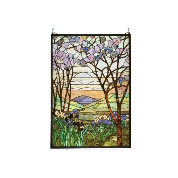 Magnolia and Iris Stained Glass Window
