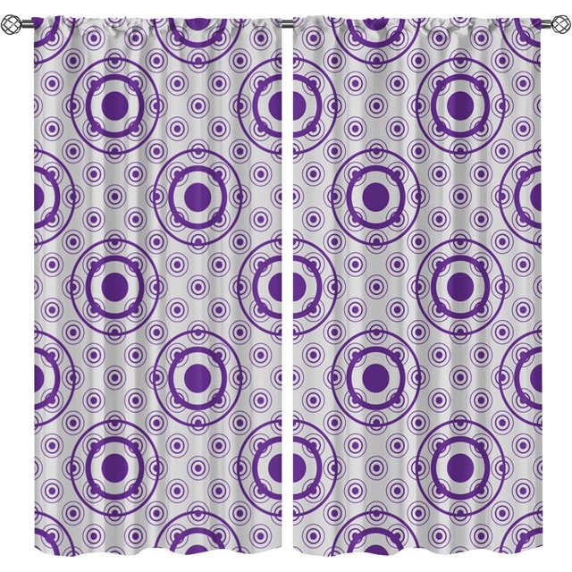 Mandala Geometry Design Extra Long Blackout Curtains, Scattered Round Big and Small Decorative 2-Panel Window Drapes, Dust-Proof Easy to Clean Window Treatments for Bedroom Living Room-W84xL84in