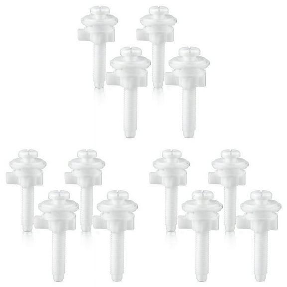 12PCS Toilet Seat Hinge Bolt Screws with Plastic Nuts and Washers Toilet Seat Replacement Parts Kit