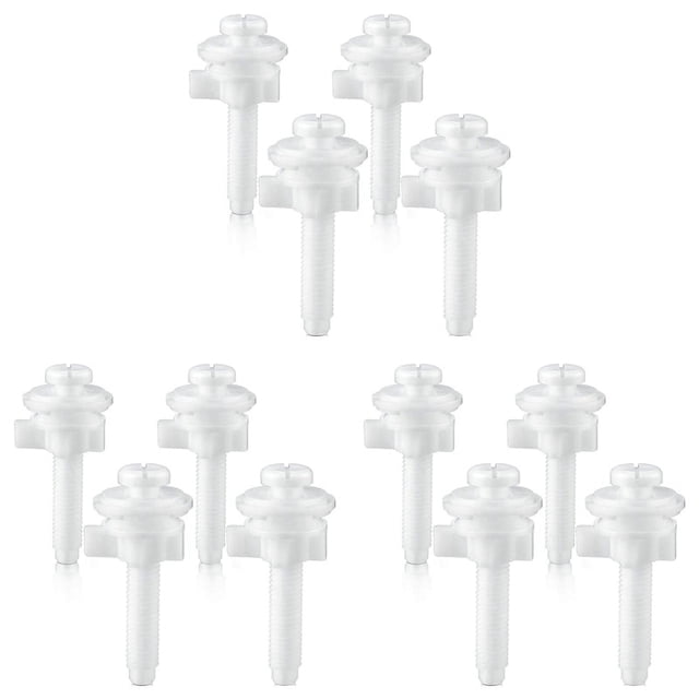 12 Piezas de Tornillos de Perno de Bisagra del Asiento de Inodoro con Tuercas y Arandelas de PláStico Kit de Piezas de Repuesto del Asiento de Inodoro