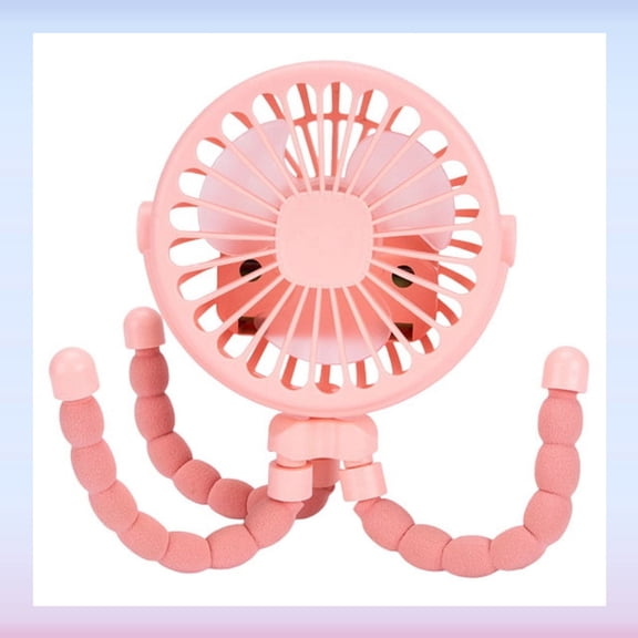 Portable USB Rechargeable Silent Mini Fan 3 Speed Adjustable with Lighting Function for Car Seat Stroller(Pink)