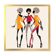 Designart 'African American Women Silhouettes Red and Yellow II' Modern Framed Art Print
