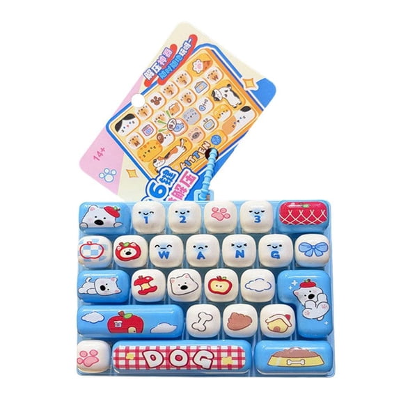 26-Key Mini Mechanical Keyboard Fidget Keychain, Clicky Keycap with Realistic Press Feel, Portable Desk Accessory Gift for Office, Home & Travel