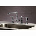 thumbnail image 4 of Kingston Brass  English Country Bridge Kitchen Faucet with Sprayer Brushed Brass Brushed, 4 of 5