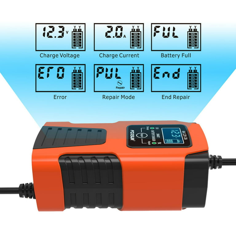 Smart 12V 2A Auto Pulse Charger Desulfator for Car Battery 8 To 20Ah,  Intelligent Car Battery Jump Starter with Desulfation Function