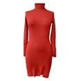 thumbnail image 6 of UJNDER Sweater Dresses for Women Women's Sweater Dress Turtleneck Split Hem Orange M, 6 of 6