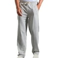 thumbnail image 1 of Pantalones largos para hombre, casuales, de moda, lisos, de pierna recta, con cordón y cintura elástica, 1 of 3