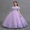 thumbnail image 5 of hengsof Girls' Flower Girl Dresses Princess Dresses Sweet Lace Wedding Party Tutu Dresses Fashionable Off The Shoulder Tulle Dresses Ages 3-14, 5 of 6