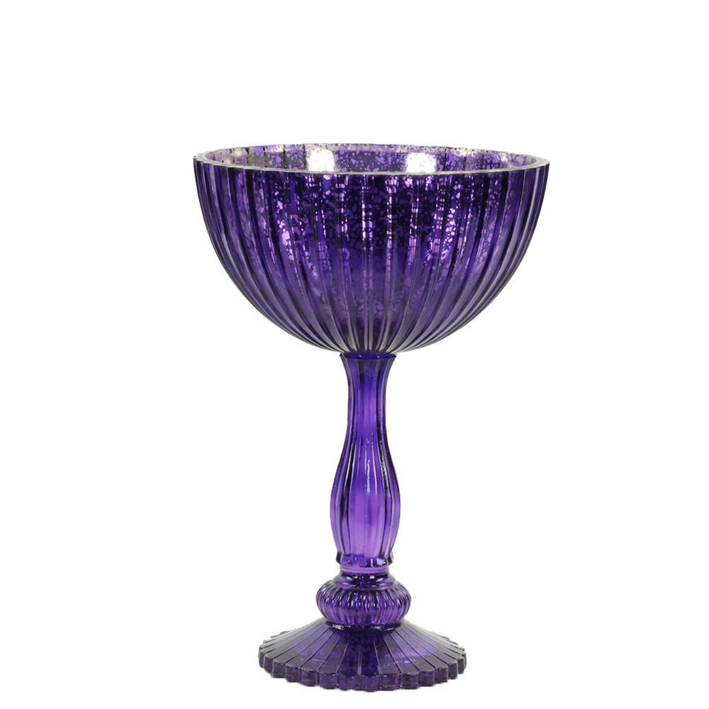 Koyal Wholesale 7" x 10.5" Purple Compote Bowl Centerpiece Glass