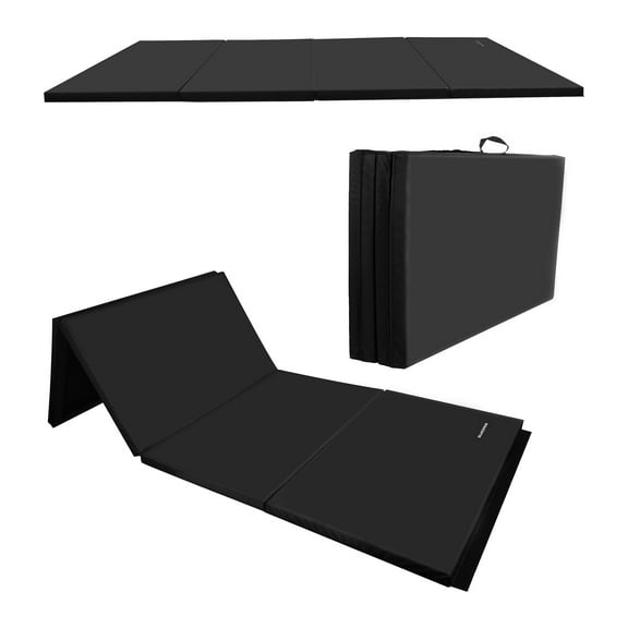 BalanceFrom 6ft x 4ft x 2in 4-Panel All-Purpose Folding Gymnastics Mat, Black