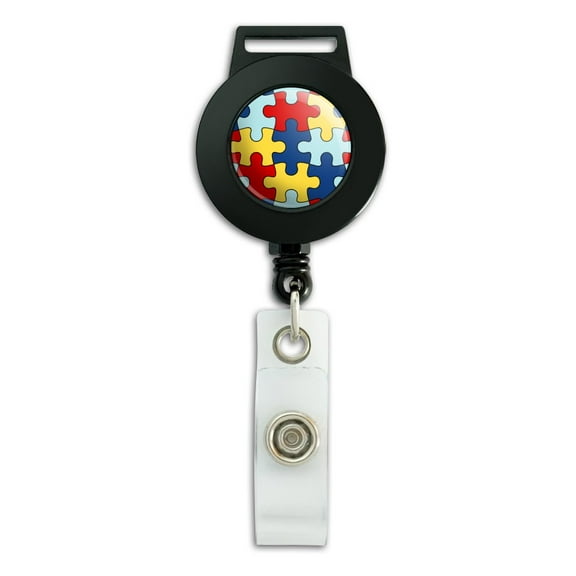 Autism Awareness Diversity Puzzle Pieces Lanyard Retractable Reel Badge ID Card Holder