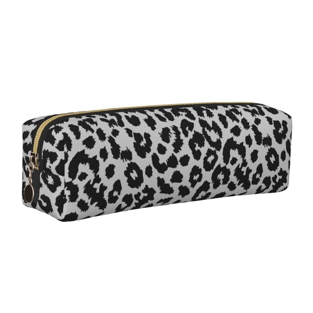 Fotbe Similar To Leopard Print Estuche para Lápices de Cuero con Estampado, Estuche con Cremallera Resistente, Organizador Compacto y Elegante para Papelería