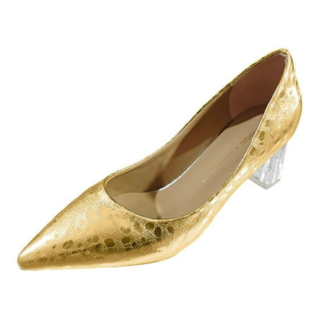 Jungdeepe Ladies Fashion Solid Color Shiny Leather Light Mouth Pointed Thick High Heels Womens All Shoes Clear Slingback Heels Woman Heels Women s Wedge Heels High Heels for Women
