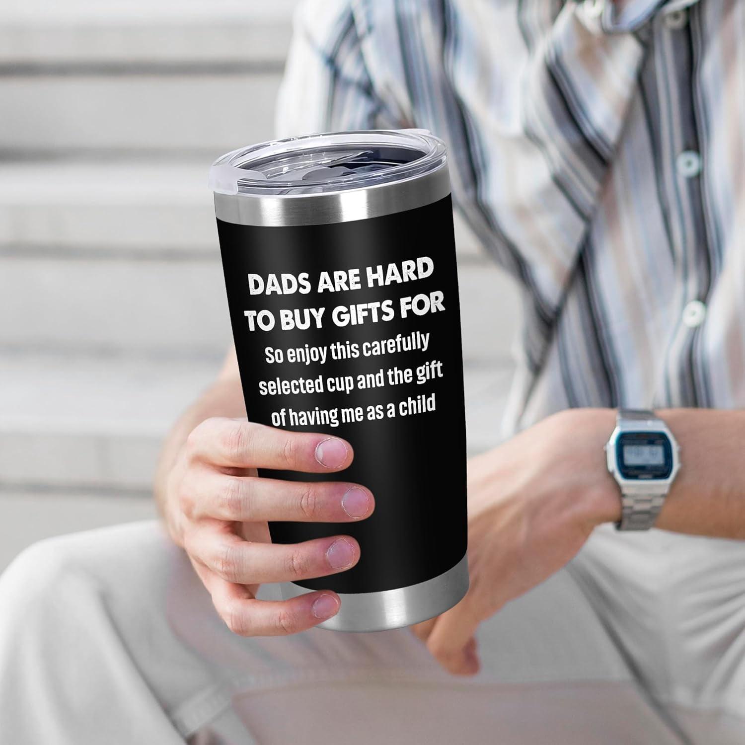 Father's Day Gifts for Dad from Daughter Son - 20 oz Stainless Steel Insulated Coffee Tumbler with Lid - Funny Fathers Day Birthday Gifts for Dad, Mens Birthday Gift Ideas, Cool Stuff for Men