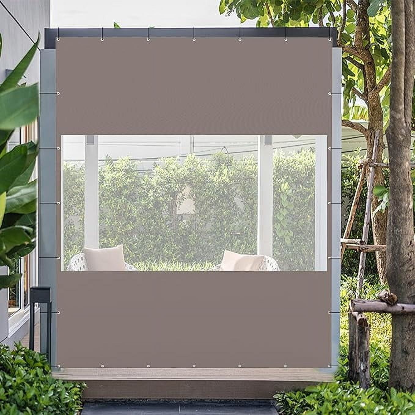 TOTAL Outdoor Patio, Gazebo & Pergola Curtain, Heavy Duty 18 oz PVC Waterproof & Tearproof Privacy Panel, UV Resistant Weatherproof with Eyelets (10'H x7'W, Gray)