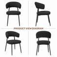 thumbnail image 6 of Hawsaiy Dining Chairs Set of 2, Mid Century Modern Boucle Upholstered Dining Chairs with Curved Backrest, Kitchen Dining Room Chairs with Black Metal Legs, Black, 6 of 8