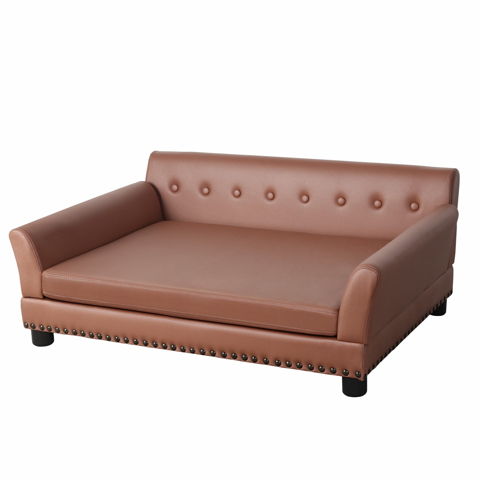 BingoPaw Rectangle Pet Couch Chair Sofa Dog Bed, Large, Brown, 42-in.