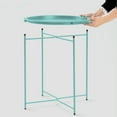 thumbnail image 2 of Tray Metal End Table, Sofa Table Small Round Side Tables, Anti-Rust and Waterproof Outdoor & Indoor Snack Table (Green), 2 of 6