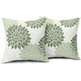 thumbnail image 2 of Sage Green White Pillow Covers 18x18 Inch Set of 2 Dahlia Floral Decorative Throw Pillows For Couch Geometry Flowers Modern Pillow Cases Home Decor For Sofa Couch Porch Patio Living Room Outdoor, 2 of 6
