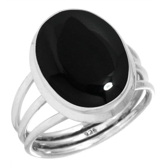 925 Silver Ring For Women - Men Natural Black Onyx Stone Silver Ring Size 12 July Birthstone Costume Silver Ring Size 12 Gift For Ladies On Mothers' Day 925 Silver Jewelry With Gemstone