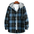 thumbnail image 2 of Men's Shirt Regular Fit Plaid Shirts Long Sleeve Hooded Shirts Button Down Casual Shirt Drawstring Button-down Jacket Men Big and Tall Shirt Jackets, 2 of 8