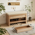 thumbnail image 7 of 32" Shoe Bench with Storage Drawer, Farmhouse Entryway Bench with Linen Seat Cushion & Shelf, Wooden Shoe Rack Organizer for Hallway, Living Room, Bedroom, 7 of 7