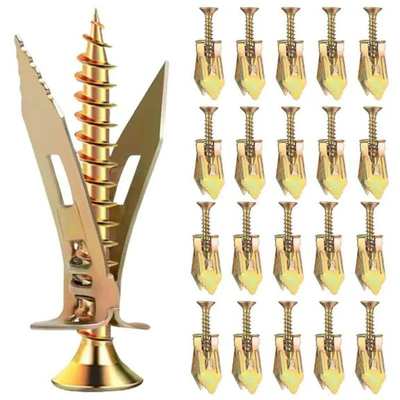 100 PCS Drywall Self Drilling Anchors with Screws Kit,50 PCS Sheetrock Anchors (0.47X1.18inch) and 50 PCS Screws, Eliminating The Need for Drilling or Punching Holes in The Wall$$Hardware