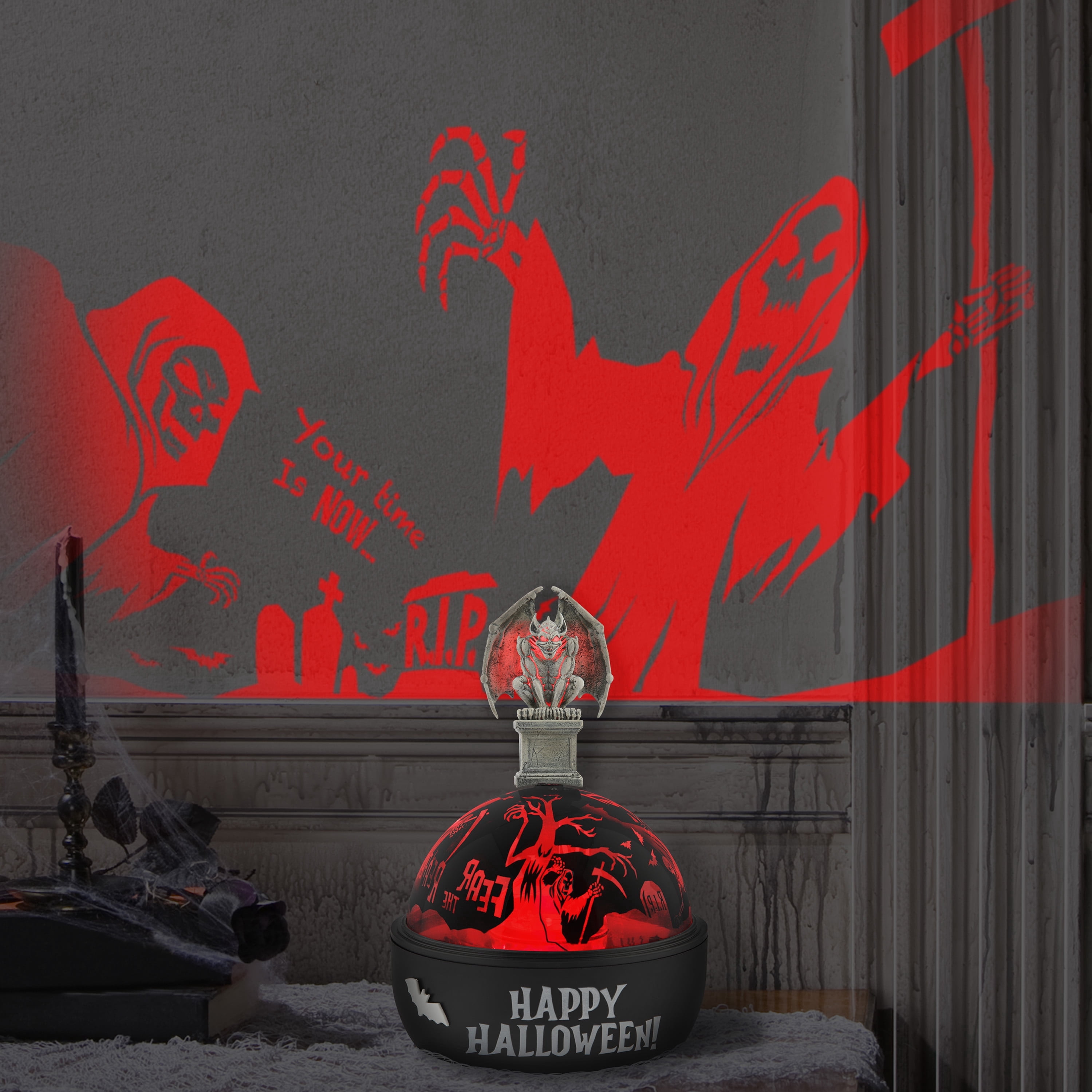 Halloween Light Show Projection Illuminations Shadow Lights with Topper Haunted Gargoyle (Red)