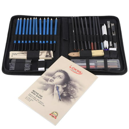 WALFRONT Sketch Pencil Set, 33/48 pcs H&B Sketching Pencils Drawing and Sketch Kit Set in Zippered Carrying Case with Erasers Charcoal Stick Sharpener for Shading, Sketching and (Best Hb Pencil For Drawing)