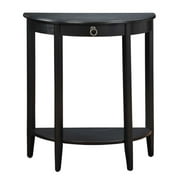 Wooden Half Moon Shaped Console Table with One Storage Drawer Black - Saltoro Sherpi