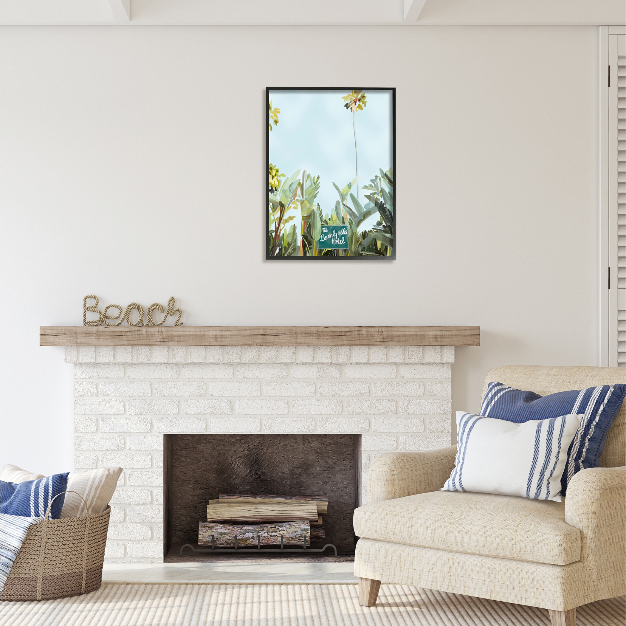 Stupell Industries Beverly Hills Hotel Plants Botanical & Floral Painting Black Framed Art Print Wall Art, 24 x 30