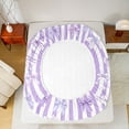 thumbnail image 5 of Feelyou Bowknot Ribbon Queen Sheet Sets, Purple Stripes Lines Bed Set, 4-Piece, 5 of 7