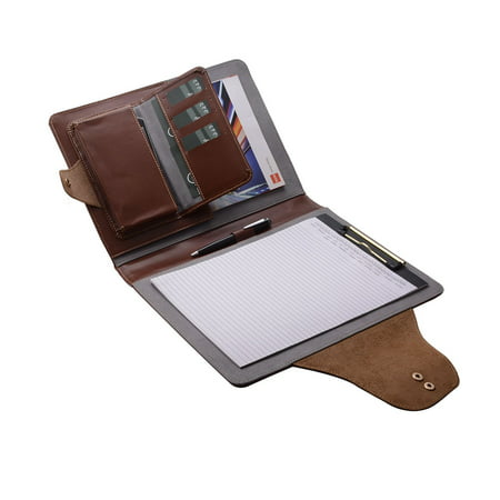 iCarryAlls Leather Portfolio Organizer, Business and Interview Padfolio with Spring Clip, Holds 8.5 x 11-inch