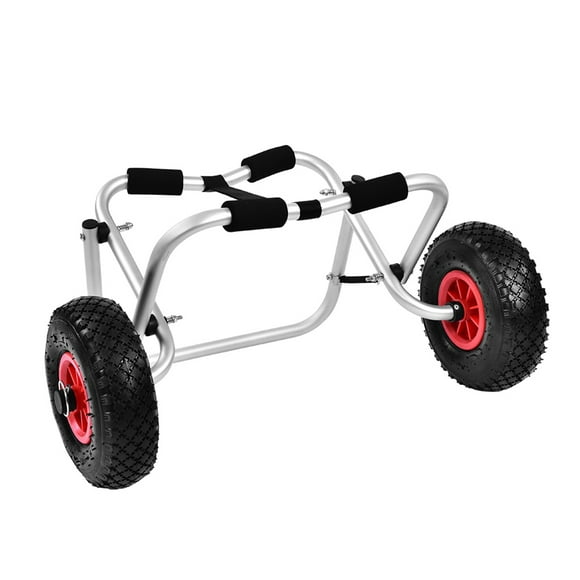 Universal Kayak Carrier, Kayak Canoe Cart Wheels Dolly Trailer, Foldable Kayak Go Cart Frame, Aluminum Pipe Double Kickstands, Inflation Solid Tire Wheels