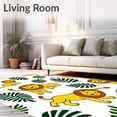 thumbnail image 2 of ODIKA 5'x7' Machine Washable Non-Slip Area Rug, Charming Animal With Smiling Lion and Tropical Accents High Traffic Rug, Yellow, 720395, 2 of 5