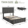thumbnail image 4 of Ourlova Twin Dark Gray Bed Frame with Adjustable Headboard and 2 Storage Drawers Soft Upholstered Platform Bed with Wooden Slats Support No Box Spring Needed, 4 of 8