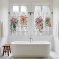 thumbnail image 4 of Pink Spring Floral Kitchen Curtain for Berdoom Living Room Cafe 54 Inch Length, Wooden Elegant Farmhouse Botanical Tiers Curtains Light Filtering Drapes Rod Pocket Window Treatment 2 Panels 52"Wx54"L, 4 of 8