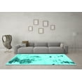 thumbnail image 3 of Ahgly Company Machine Washable Indoor Square Abstract Turquoise Blue Modern Area Rugs, 6' Square, 3 of 4
