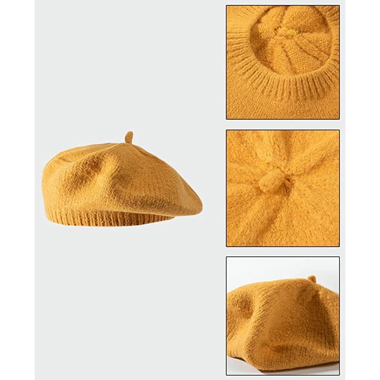 Yellow 3 piece set Beret Hat, Scarf, Jewelry New Toptie-Women-Classic-French-  main image 2