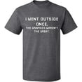 thumbnail image 2 of OXI T-Shirt - I Went Outside Once, Basic Casual T-Shirt for Men's and Women Fleece T-Shirt Short Sleeve - Graphite Heather Large, 2 of 3