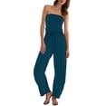 thumbnail image 4 of gakvbuo Summer Jumpsuits Womens Casual Strapless Overalls Playsuit Suspender Trousers Off The Shoulder Rompers Sleeveless Outfits With Pockets, 4 of 9