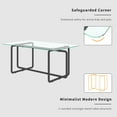 thumbnail image 4 of ODUSE-DAILY Modern Glass Coffee Table for Living Room, Rectangle Center Table, Tea Table, Middle Table, Black Metal Frame, Clear Tempered Glass, Mesa de Centro Para Sala (Clear Coffee Table), 4 of 11