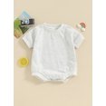 thumbnail image 3 of Bslissey Baby Boys Girls Short Sleeve Romper 3M 6M 9M 12M Infant Solid Color Crew Neck Loose Jumpsuit Newborn Casual T-shirt Bodysuit for Spring Summer, 3 of 8