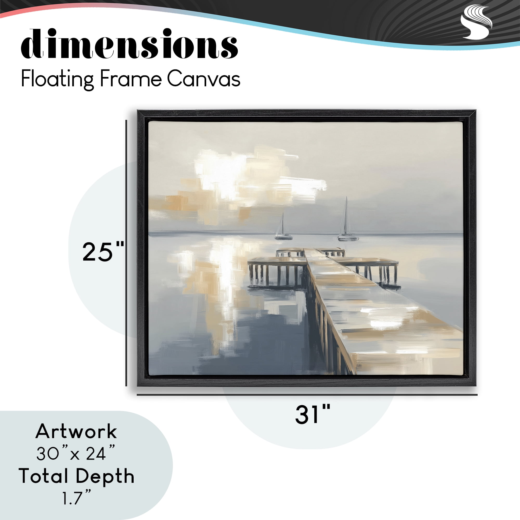Stupell Industries Pier with Two Boats Seascape Black Framed Floater Canvas Wall Art, design by Kim Curinga