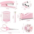 thumbnail image 2 of Famassi Rose Gold Desk Accessories，Office Supplies Set Acrylic Stapler Set Staple Remover, Tape Holder, 2 Ballpoint Pen, Scissor, Binder/Paper Clips and 1000pcs Staples., 2 of 10