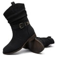 thumbnail image 2 of Women's Mid-Calf Cowboy Cowgirl Boots with Low Chunky Heel,Classic Round Toe,Side Zipper,Fashion Western Black Boots., 2 of 6