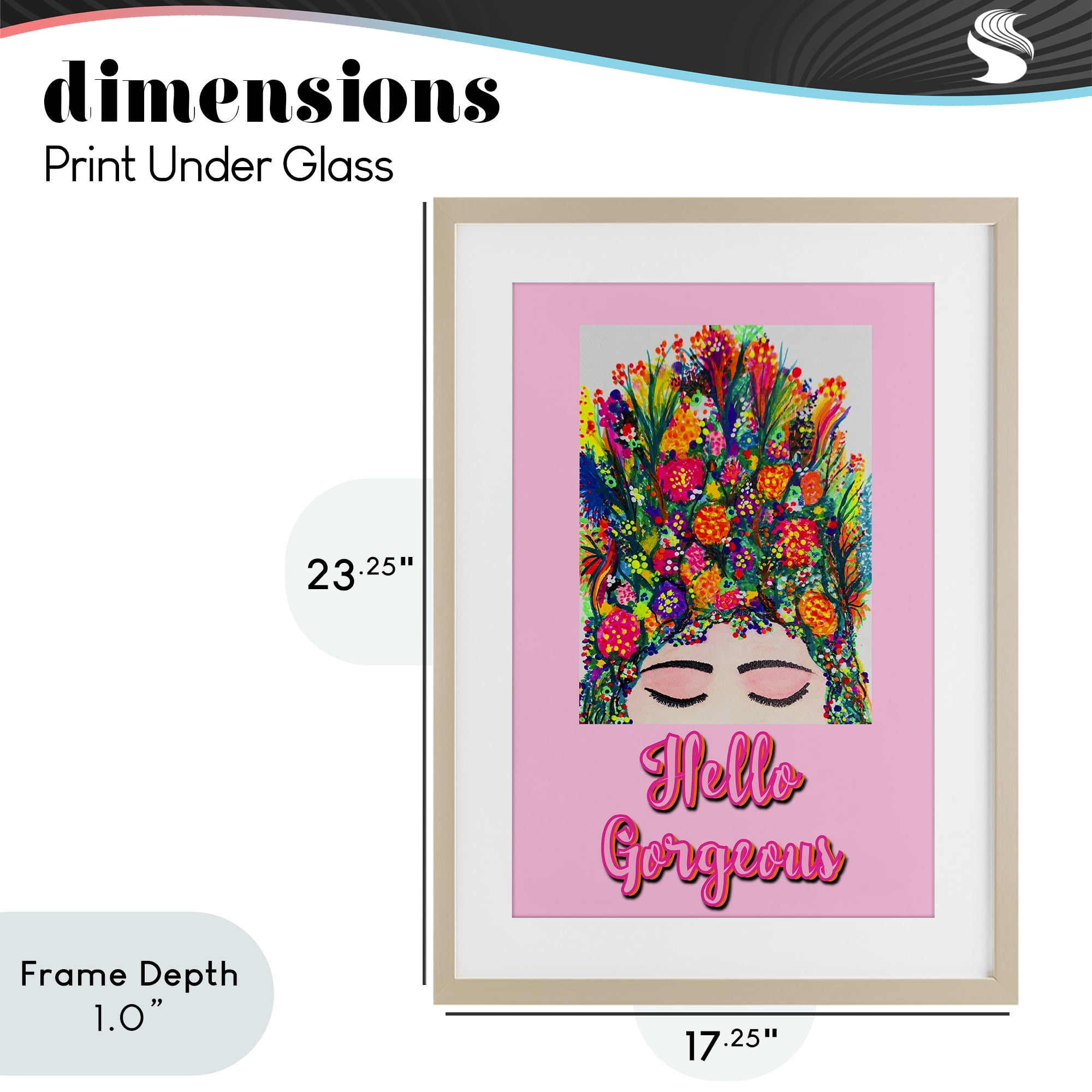 Stupell Industries Hello Gorgeous Floral Woman Birch Framed Print Under Glass, design by Pooja Dave
