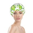 thumbnail image 3 of Kdxio Kawaii Avocado Print Shower Cap for Women,Elastic and Reusable,Double Waterproof Layers Bathing Hat, 3 of 9