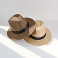 thumbnail image 5 of Soumake Band Decor Flat Dome Straw Hat Folding Thin Non-Stuffy Anti-Uv Men Big Brim Sunscreen Jazz Hat Fashion Accessories Fashion, 5 of 8
